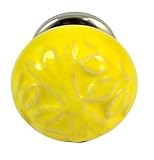 Set of 6 yellow ceramic pumpkin knobs cabinet drawer handles pulls