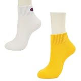 (チャンピオン)Champion クォーターレングス　ビッグロゴソックス２足組 HJ （017）ホワイトXイエロー 19-24cm CMSBH203