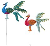 赤とブルーピーコックPinwheel Wind Spinners