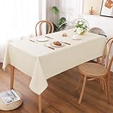 AooHome テーブルクロス 長方形 撥水 大きめ 方形 無地 汚れ防止 おしゃれ シンプル テーブルカバー リネン類 耐熱 丸洗い お手入れ簡単 業務用・家庭用 ベージュ 140x240cm