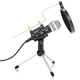 【2020最新版】スマホマイク コンデンサーマイク 小型スタンドマイク 卓上マイク カラオケ機器 レコーディング 録音 生放送 ゲーム実況