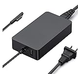 Surface 充電器 65W PD急速充電 15V4A正規出力 USB-A 5V1A同時充電 1706/1800/2062対応 DCケーブル付属 Surface Pro10/9/8/X/7/6/5/4/3/Book/Laptop/Go全シリーズ対応 四重安全保護 高耐久ABS素材 1年品質保証