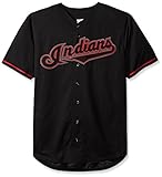 MLB Cleveland IndiansメンズShort SleevedテクスチャレプリカジャージーPopアップリケ、4 x /トール、ブラック