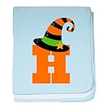 CafePress – 魔女ハロウィンレターHモノグラム – スーパーソフトベビー毛布、新生児おくるみ ブルー 070016151225CD2