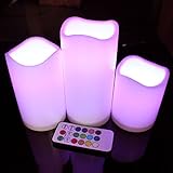 Yihiro 【3個セット リモコン付き】 LEDキャンドル 蝋(ワックス)使用 電池式 ゆらぎモード＆照明モード 自動ON/OFFタイマー機能