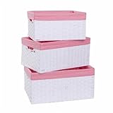 Redmon 3-Piece Basket Storage Set, White/Pink by Redmon [並行輸入品]