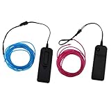 Baoblade ELワイヤー　ネオン　LEDライト　コントローラー付　ステージ　バー　パーティー 車 　装飾　5m　青 緑 白 黄　2点セット　 - 青＋紫