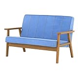 SATO SERGE(セルジュ)2人掛けソファ(120cm幅/座面高37.5cm)木肘:ライトブラウン SRG 2P LBR