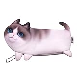おしゃれ　3D猫　004　三用機能　ペンケース　かわいい　ウォレット　化粧用バッグ　軽量　財布/バッグ　ペン、鉛筆、消しゴム、小銭、硬貨、鍵などに適用 (3D猫　004, 写真のように)