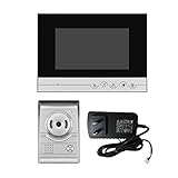 Perfk 高精細　7インチ　液晶　ビデオ　双方向　インターホン　ドアベル　セキュリティ　ナイトビジョン　モニター　防水　全2色 - 銀