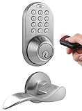 MiLocks XFL-02SN Digital Deadbolt Door Lock and Passage Lever Handle Combo with Keyless Entry via Re