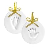 Pearhead Babyprints Holiday Christmas Keepsake Ornament with Included Kit Gold Set of Two Ornament K