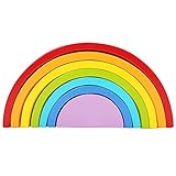 【ノーブランド品】木製　知育玩具　スタッキング　虹のおもちゃ　セット　親子プレー　想像力を養う　贈り物