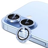 NIMASO カメラフィルム iPhone 17 用 カメラ保護 耐衝撃 ARコーティング 高透過率 黒縁取り キズ防止 露出オーバー防止 レンズカバー キラキラ (ミストブルー) いPhone 17 対応 1セット（2枚入り） DCM26A2095