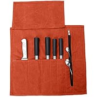 QEES 巻き包丁ケース 収納 5本 食器収納 収納バッグ ナイフ 巻タイプ ファスナーポケット付き 携帯 便利 防水 安全 軽量 42*40cm コック用