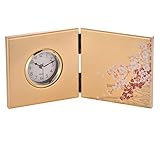 箔一 置き時計 ゴールド 340×160×10mm 桜に流水 屏風時計 A182-06003