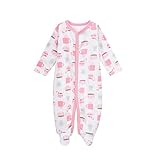 エルフ ベビー(Fairy Baby)新生児服 足つきカバーオールロンパース 長袖 四季兼用 出産祝い 可愛い 0-3M 杯柄 ピンク