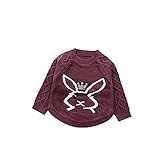 Pojour ベビー服 子供服 女の子ニットセーター 冬 防寒 かわいいウサギトップス おしゃれ 暖かい 厚手 綿 ベビールームウェア 普段着 カジュアル 旅行 記念日 プレゼント 丸首 黄色