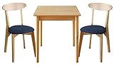 お一人様 コンパクトダイニング３点チェアセット ナチュラル 横幅68cm テーブル + チェア2脚 チェア５色 15通りのカラバリ １Kでも置ける【BL2脚】