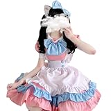 [RONGUI] メイド コスプレ ハロウィン 女装 メイド服 大きいサイズ アニメ 衣装 ピンク ロリータ ワンピース (XL)