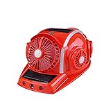 熱中症対策 ヘルメット 扇風機ヘルメット 防災ヘルメット 作業ヘルメット 六扇風機 ソーラーパネル内蔵 LEDライト ブルートゥース 夜間反射ストライプ付き日焼け止め 防水 (Bluetooth/冷気,六扇風機赤)