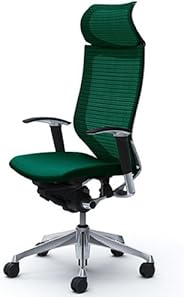 オカムラ デスクチェア オフィスチェア バロン 固定ヘッドレスト 可動肘 座クッション ダークグリーン CP87BR-FEF5