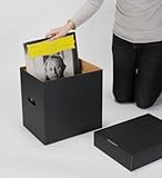 LP（12インチ）レコード用 蓋付き 収納ボックス / 黒 5箱セット