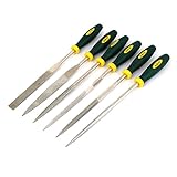 uxcell　やすりセット　ダイヤモンドファイル　スクエア　三角　フラット　グリーンプラスチックハンドル　ラウンド　5mm x 180mm　6本入り