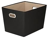High Quality Decorative Storage Bin with Chrome Handles, Large, Black