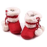 ゴシレ Gosear 新生児 赤ちゃん 冬 温かみ ソフト 綿 靴 ブーツ ベビーブーツ クリスマス ベビー シューズ ため 6-12ヶ月 赤ちゃん 深い赤 S