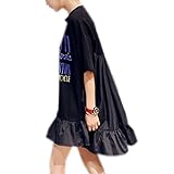 Lifestr(ライフスター）テールカット　裾フリル　Tシャツ　ワンピース　ドッキングワンピ　ラフカジ　大きいサイズ　ゆったり　ぽっちゃり　マタニティ　ルームウェア　カジュアル(オリジナルエコバッグセ