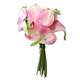Prettyia 多目的　人工花　花束　ブーケ　花輪　結婚式　パーティー　花嫁　介添人　手持ち　写真道具　ホーム　テーブル　センターピース　10本セット　全9色　 - ピンク