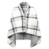 クモリ(Kumori) ひざ掛け 肩掛け 毛布 大判 ブランケット 4way 着る毛布 ボタン付き あったか 防寒対策 静電気防止 洗える 通年使用 (ホワイト 100X140cm)