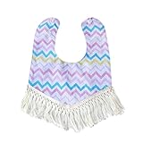 杜屋トヤ　ベビー用品　食事用スタイ　よだれかけ　ビブ　スナップ　タッセル　花柄　水波紋　水玉　雲　コットン　かわいい　柔らかい　出産祝い　プレゼント　保育園　80 x 70 cm (F)