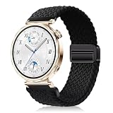 [YealRed] バンド 18mm Huawei Watch GT 6/GT 5/GT 4 41mm / Huawei Watch 5 42mm / GT 5 Pro 42mm 交換用ストラップ 弾性ナイロン製 替えベルト 編組ストラップ 磁気バックル 換え ベルト マグネットバンドファーウェイウォッチ GT 6/GT 5/GT 4 41mm に対応（ブラック）