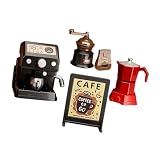 UPKOCH 5個のリアルなミニコーヒーマシンおもちゃ、ドールハウスの装飾用、ミニチュアコーヒーメーカーモデル、ドールハウスアクセサリー、ミニコーヒー食器セット