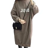 KLU レディース トレーナー ゆったり ロング 裏起毛 ワンピース 着やせ 体型カバー (M, グレー)
