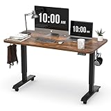 Monomi (モノミ) 電動昇降式スタンディングデスク、48x24インチ、人間工学に基づいたホームオフィスシット/スタンドアップデスク、ヴィンテージブラウン