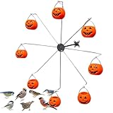 フェリスホイールバードフィーダー - 回転フィーダー、マルチフィーダー|止まり木でのインタラクティブな鳥の餌、スズメ、黄色のフィンチ、ツバメ、カササギ、装飾的な屋外ハンギングフィーダーFO用の8給バケツ