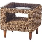 サイドテーブル グランツシリーズ 強化ガラス/ピサンアバカ ナチュラル-ST 【代引不可】 生活用品 インテリア 雑貨 インテリア 家具 テーブル サイドテーブル、ナイトテーブル その他のサイドテーブル、ナイトテーブル [並行輸入品]