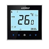 Anself 16A 110-230V 週間プログラム可能 LCDディスプレイ タッチスクリーン 電気加熱サーモスタット 室温調節器