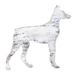 Designocrasy Dog Silhouette Rustic White Wooden Sign Dog Monogram Wall Art, Home Decor 18" [並行輸入品]