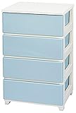 カラースタイルチェスト (ホワイトブルー, 4段) 【強化2重構造天板/開閉楽々/脚付き/おしゃれ/日本製】