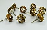 10 Pieces Set of Chocolaty Ceramic Knobs Drawer Pulls with Different Design & Chrome Hardware by Dor