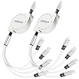 充電ケーブル 3in1 巻き取り式 タイプc 1m 充電コード USB C PD to 4 in 1 マルチケーブル超高耐久 ライトニングケーブル ペアタイプC マイクロ 4台同時充電 Phone iOS Android Type C Micro各種対応[2本セット]