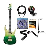 Ibanez Luke Hoskin Signature 6弦エレキギター (透明グリーングラデーション 右利き用) チューナー ケーブル スタンド ギター弦 ギターストラップ 本 ストリングワインダー (8アイテム)