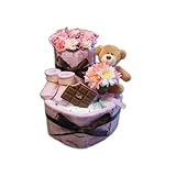 【出産祝い】くまさんストロベリーチョコ2段おむつケーキ