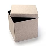 スツール 収納 座れる 一人掛け 38x38x38cm 耐荷重100Kg 折りたたみチェア 収納スツール スツールボックス スツール椅子 (ベージュ, S)