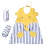 [象-3]コットンの子供のエプロンの料理ペインティングスモックキッズアーティストエプロン