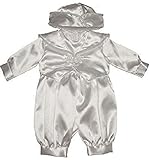 Baby Boys 3 Piece Christening Wedding Romper Outfit in White & Ivory (9-12 Months, White) by Jaan Co